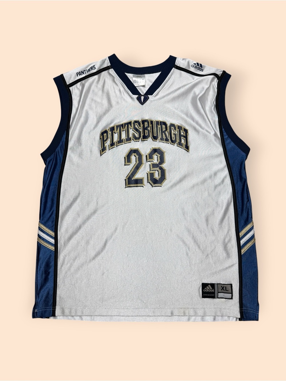 Vintage Pitt Panthers Y2K Adidas Basketball Jersey XL White Pittsburgh 2000s Vtg